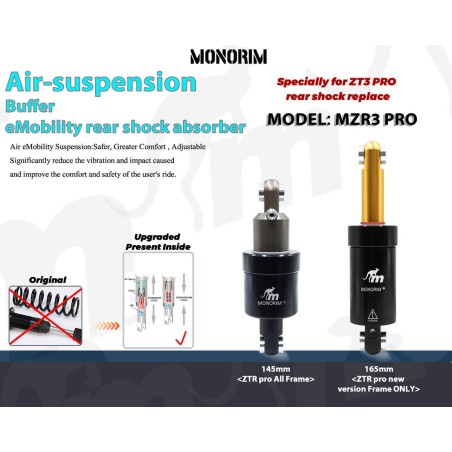 Amortisseur a air Monorim MZR3 Pro pour Segway ZT3 versions 145mm et 165mm  - 3  