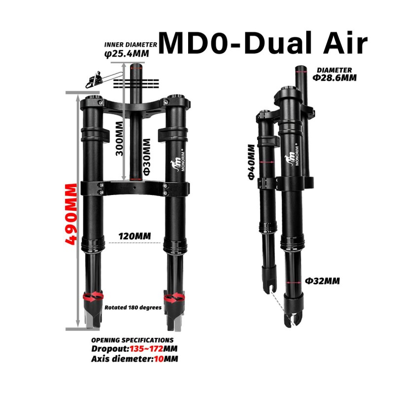 Sprednje vzmetenje Monorim MD0 Dual Air Version 490mm x 165mm  - 10 
Kompatibilnost: za konfiguracije z mero 490mm x 165mm (pred