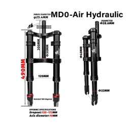 Suspensión delantera Monorim MD0 Air Hydraulic 490mm x 165mm  - 2 
Compatibilidad: diseñada para montajes compatibles con horqui