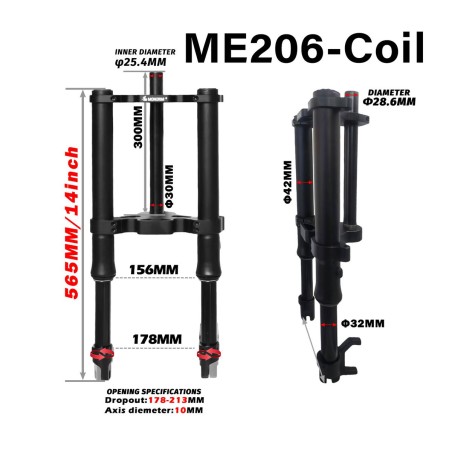 Monorim ME206 Dual Air frontfjæring version 565mm x 206mm  - 1 Kompatibilitet: Monorim ME206 Dual Air frontfjaring, format 565mm
