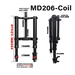 Monorim MD206 Coil Spring front suspension 490mm x 206mm  - 2 
Compatibility: Monorim MD206 Coil Spring front suspension 490mm x