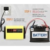 12V 2A batterilader for blybatterier 7Ah 12Ah 14Ah 20Ah  - 3 Hovedfunksjoner

Digital LCD-skjerm som viser spenning (V), strom (